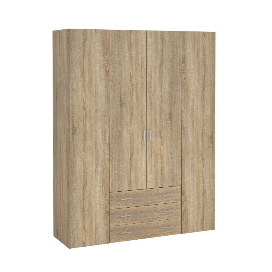 TVILUM space garderobeskab - egestruktur, med 4 l�ger og 3 skuffer