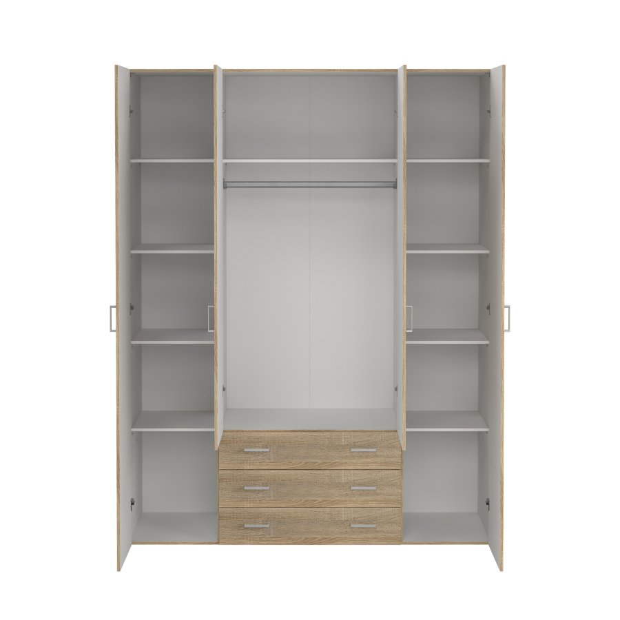 TVILUM space garderobeskab - egestruktur, med 4 l�ger og 3 skuffer