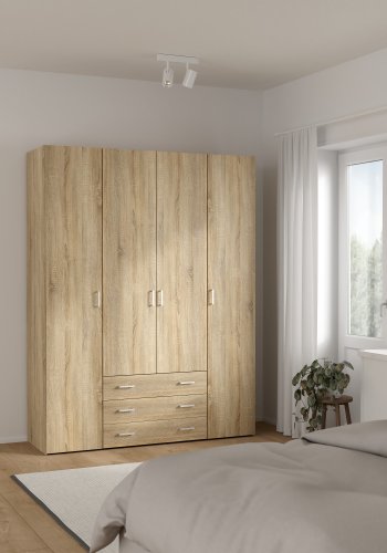 TVILUM space garderobeskab - egestruktur, med 4 l�ger og 3 skuffer