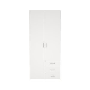 TVILUM Space garderobeskab - hvidt tr� (komposittr�), laminatoverflade, 2 l�ger og 3 skuffer