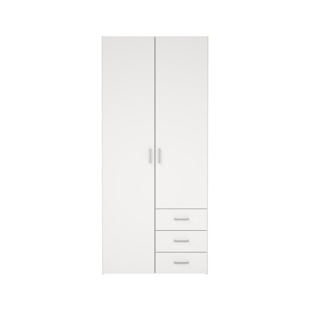 Space garderobeskab - hvid tr�, m. 2 l�ger og 3 skuffer