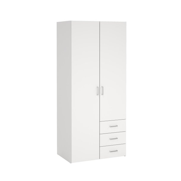 Space garderobeskab - hvid tr�, m. 2 l�ger og 3 skuffer