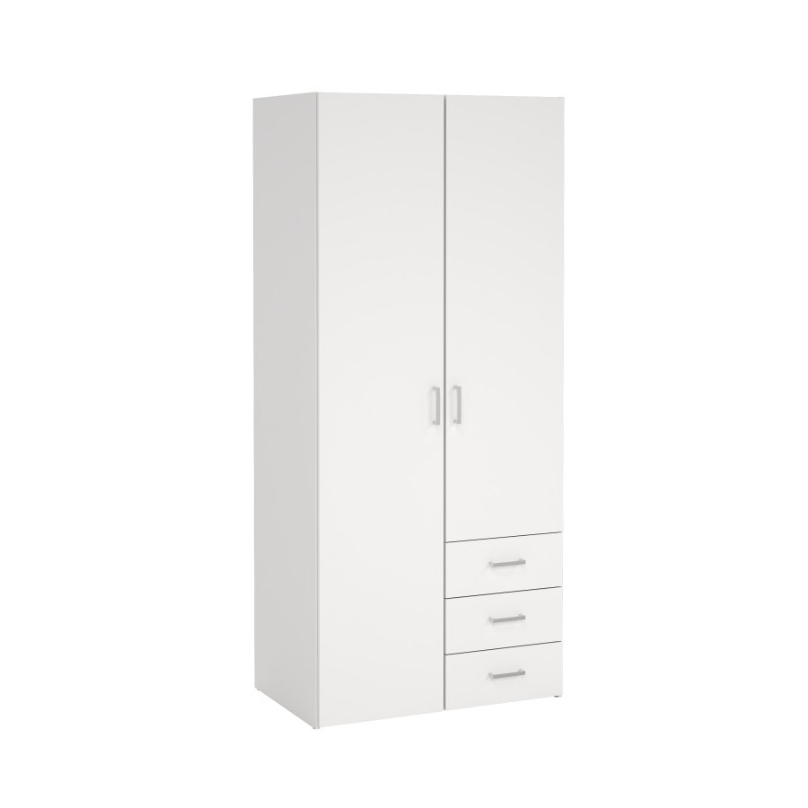 TVILUM Space garderobeskab - hvidt tr� (komposittr�), laminatoverflade, 2 l�ger og 3 skuffer