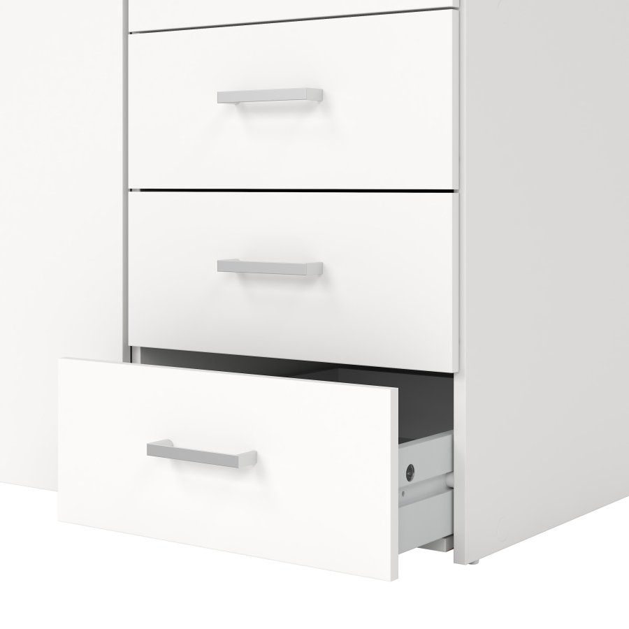 TVILUM Space garderobeskab - hvidt tr� (komposittr�), laminatoverflade, 2 l�ger og 3 skuffer