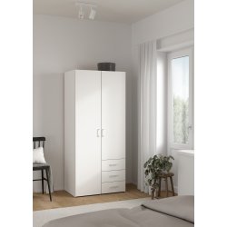 Space garderobeskab - hvid tr�, m. 2 l�ger og 3 skuffer