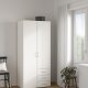 TVILUM Space garderobeskab - hvidt tr� (komposittr�), laminatoverflade, 2 l�ger og 3 skuffer