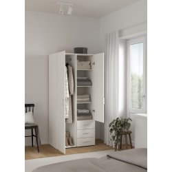 Space garderobeskab - hvid tr�, m. 2 l�ger og 3 skuffer