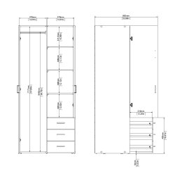 Space garderobeskab - hvid tr�, m. 2 l�ger og 3 skuffer