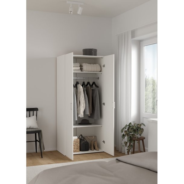 Space garderobeskab - hvid tr�, m. 2 l�ger og 2 hylder
