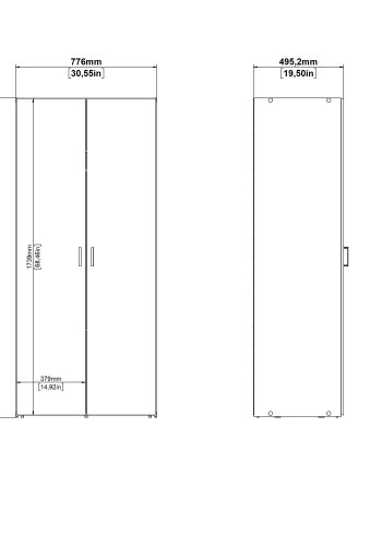 TVILUM space garderobeskab hvidt tr� med to l�ger og to hylder