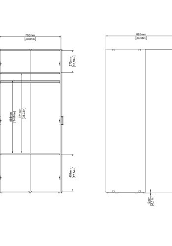 TVILUM space garderobeskab hvidt tr� med to l�ger og to hylder