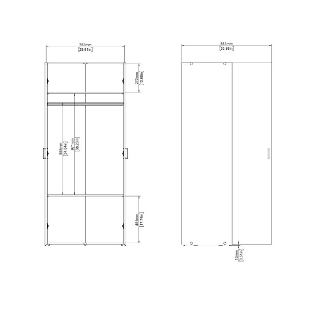 Space garderobeskab - hvid tr�, m. 2 l�ger og 2 hylder