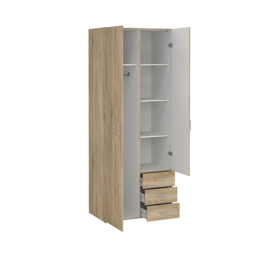 TVILUM Space garderobeskab - egestruktur, 2 l�ger og 3 skuffer