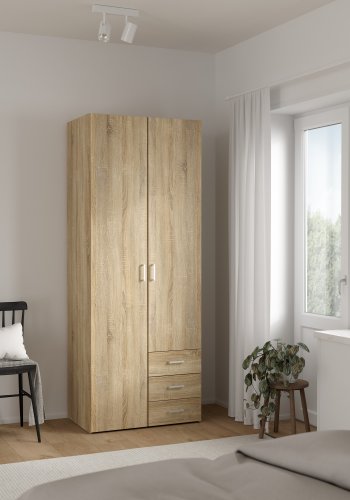 TVILUM Space garderobeskab - egestruktur, 2 l�ger og 3 skuffer