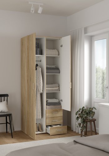 TVILUM Space garderobeskab - egestruktur, 2 l�ger og 3 skuffer