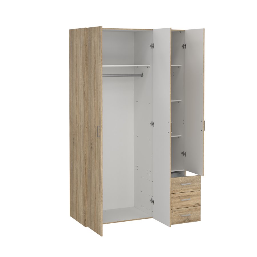 TVILUM space garderobeskab - egestruktur, 3 l�ger og 3 skuffer