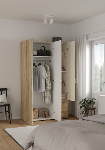 TVILUM space garderobeskab - egestruktur, 3 l�ger og 3 skuffer