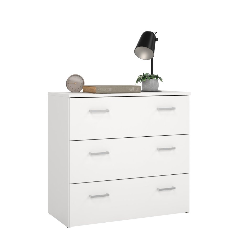 TVILUM Space byr� - vit laminat, med 3 l�dor