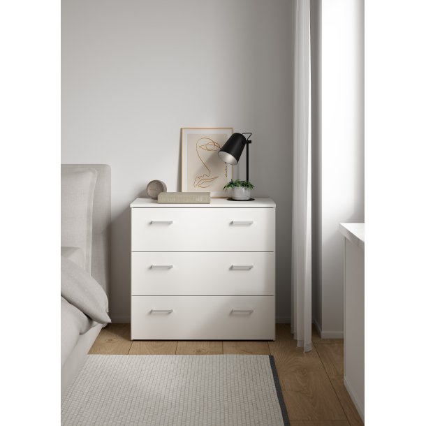 Space kommode - hvid tr�, m. 3 skuffer 