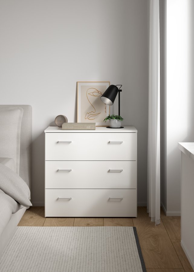 TVILUM Space byr� - vit laminat, med 3 l�dor