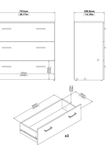 TVILUM Space byr� - vit laminat, med 3 l�dor