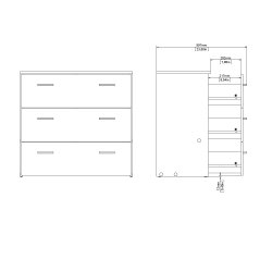Space kommode - hvid tr�, m. 3 skuffer 