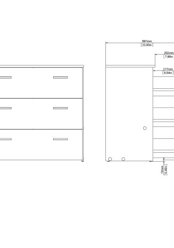 TVILUM Space byr� - vit laminat, med 3 l�dor