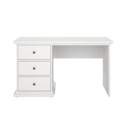 TVILUM Paris skrivebord - rektangul�rt, hvid laminat, med 3 skuffer