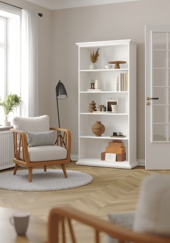 TVILUM Paris bokhylle - hvit laminat, 4 hyller