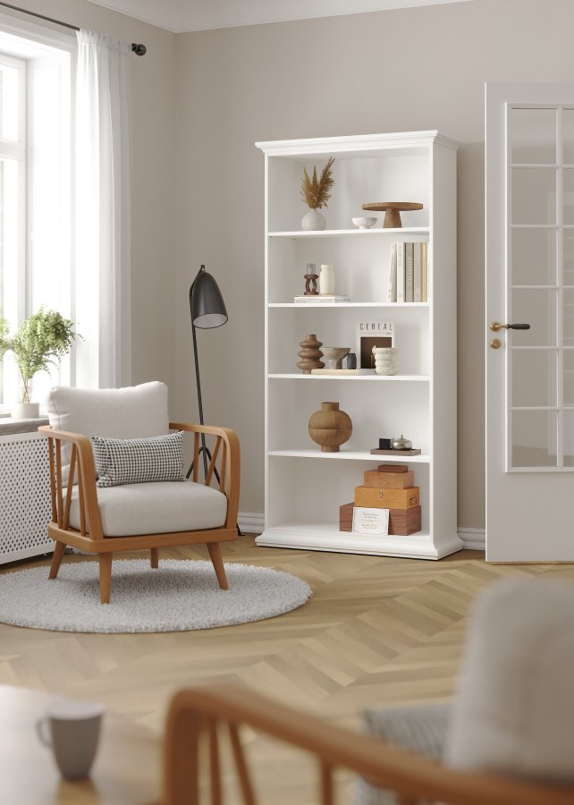 TVILUM Paris bokhylle - hvit laminat, 4 hyller