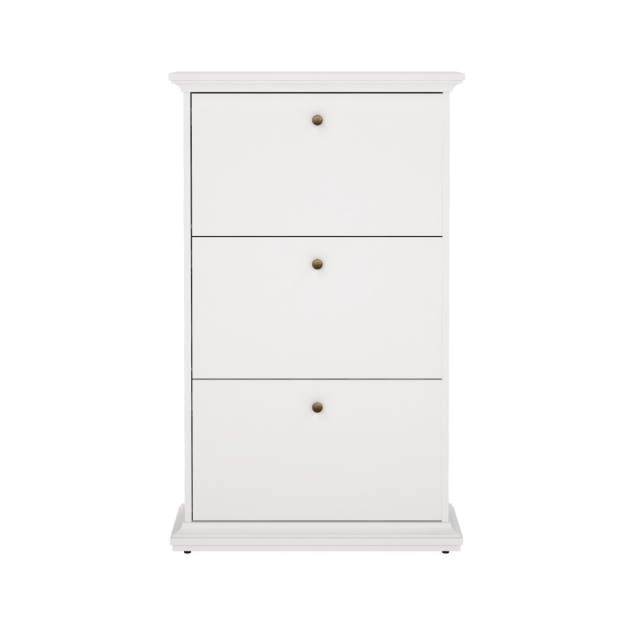 TVILUM Paris skosk�p - vit laminat, med 3 l�dor