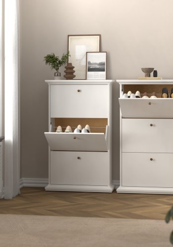 TVILUM Paris skosk�p - vit laminat, med 3 l�dor