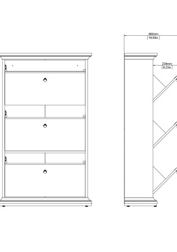 TVILUM Paris skosk�p - vit laminat, med 3 l�dor