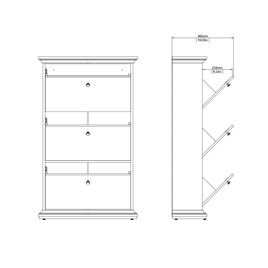 TVILUM Paris skosk�p - vit laminat, med 3 l�dor