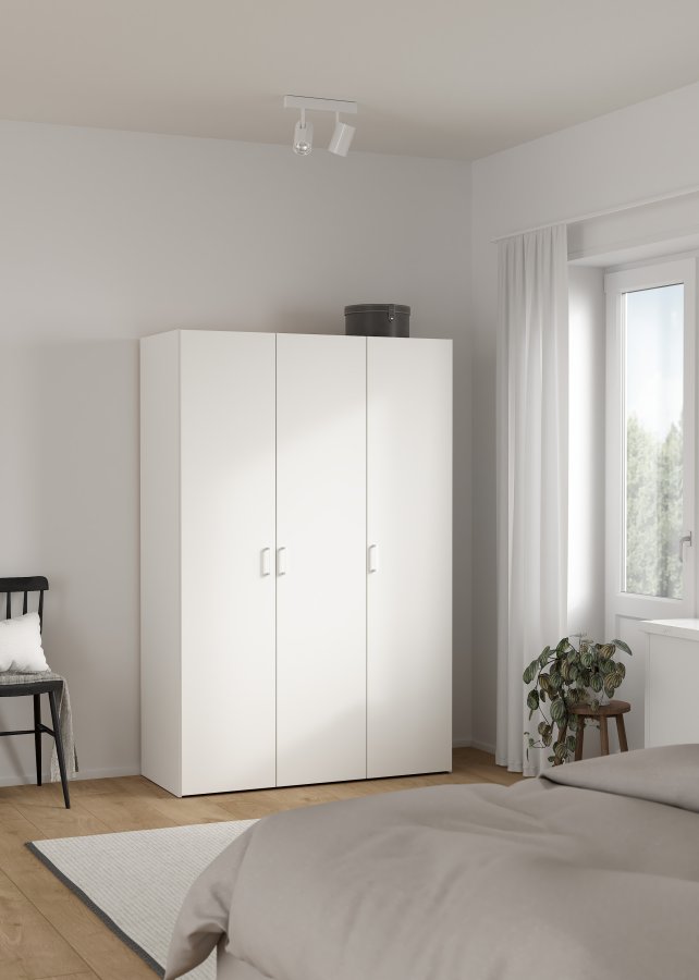 TVILUM space garderobeskab - hvidt tr�, 3 l�ger