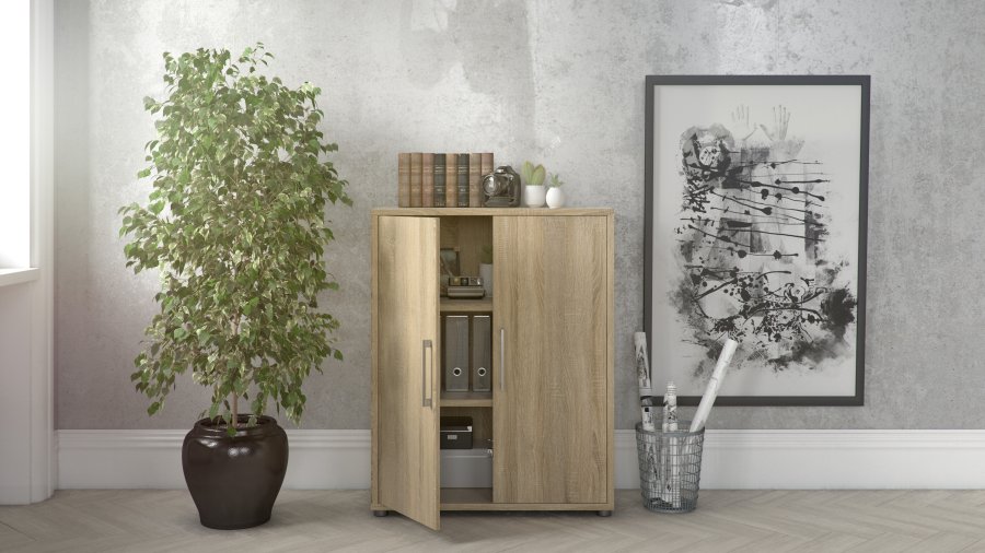 TVILUM prima skjenk - eikestruktur tre med 2 d�rer