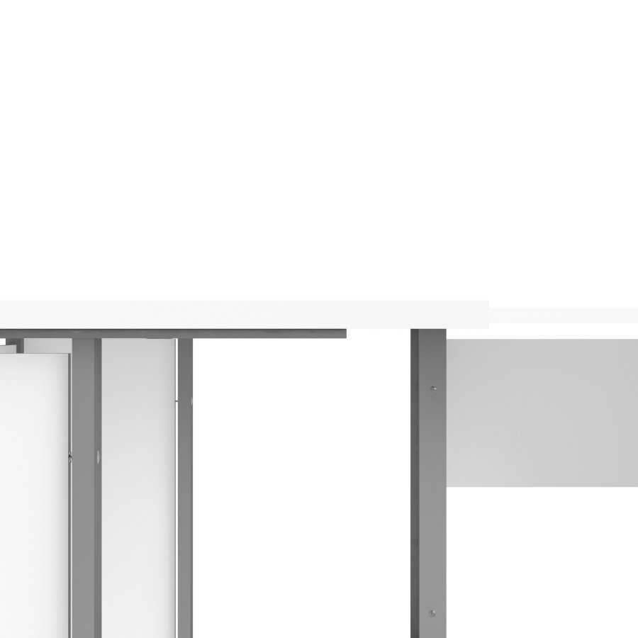 TVILUM Prima h&ouml;rnskrivbord - vit melaminbelagd komposittr&auml; med st�lben, 4 l�dor