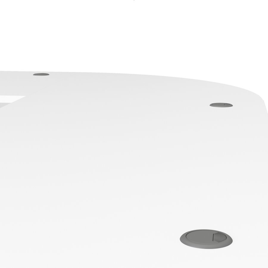 TVILUM Prima h&ouml;rnskrivbord - vit melaminbelagd komposittr&auml; med st�lben, 4 l�dor