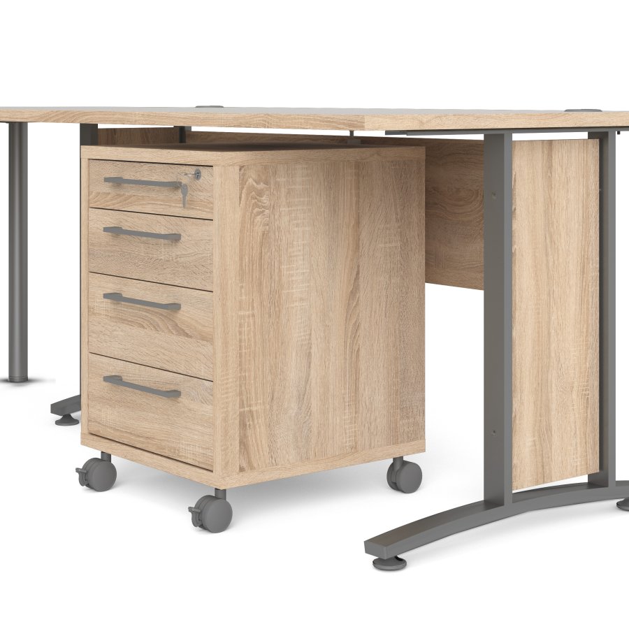 TVILUM Prima h&ouml;rnskrivbord - ekstruktur med st�lstel, 4 l�dor