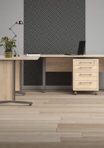 TVILUM Prima h&ouml;rnskrivbord - ekstruktur med st�lstel, 4 l�dor