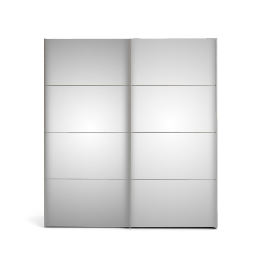 TVILUM Verona skjutd&ouml;rrsgarderob - spegelglas och vitt tr&auml;, 2 skjutd&ouml;rrar