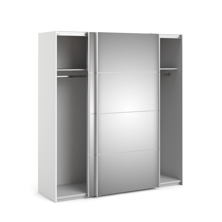 TVILUM Verona skjutd&ouml;rrsgarderob - spegelglas och vitt tr&auml;, 2 skjutd&ouml;rrar