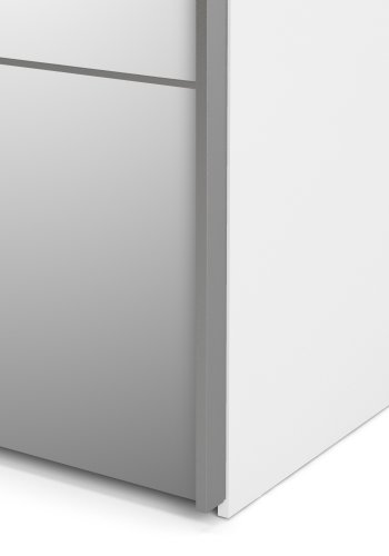 TVILUM Verona skjutd&ouml;rrsgarderob - spegelglas och vitt tr&auml;, 2 skjutd&ouml;rrar