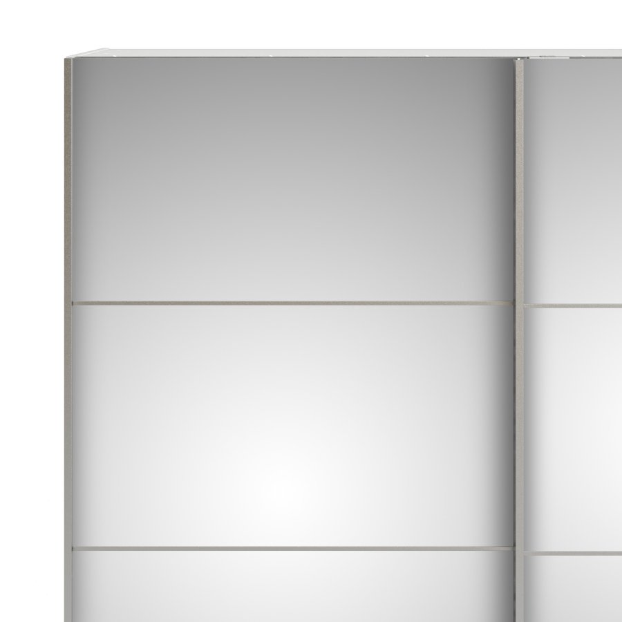 TVILUM Verona skjutd&ouml;rrsgarderob - spegelglas och vitt tr&auml;, 2 skjutd&ouml;rrar