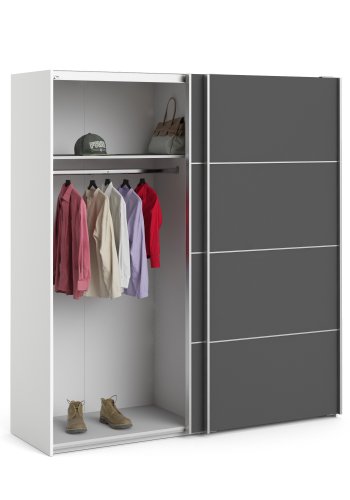 TVILUM Verona skyded�rsskab - hvid/gr� tr�, 2 skyded�re med hylder