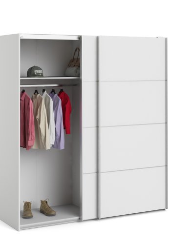 TVILUM Verona garderobeskab - hvid laminat, 2 skyded�re med hylder