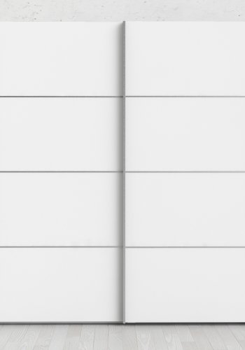 TVILUM Verona garderobeskab - hvid laminat, 2 skyded�re med hylder