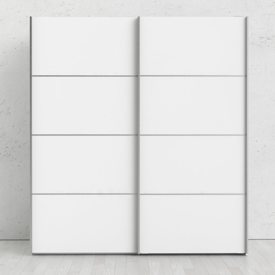 TVILUM Verona garderobeskab - hvid laminat, 2 skyded�re med hylder