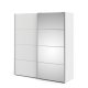 TVILUM Verona skjutd&ouml;rrsgarderob - vit laminat och spegelglas, 2 skjutd&ouml;rrar med hyllor