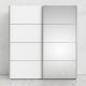 TVILUM Verona skjutd&ouml;rrsgarderob - vit laminat och spegelglas, 2 skjutd&ouml;rrar med hyllor